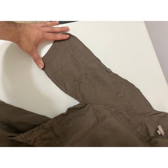 J. Jill Womens Short Roll Tab Sleeve Linen Jacket Size XS  Lagenlook Light Brown - Picture 7 of 11